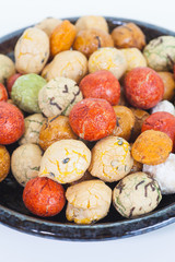 mame kichi japanese sweets beans with colored sugar coat..