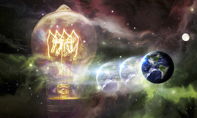 Light bulbs Earth Galaxy