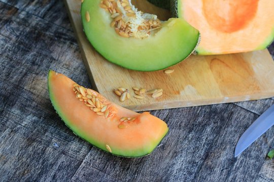 mix fresh green and orange melon