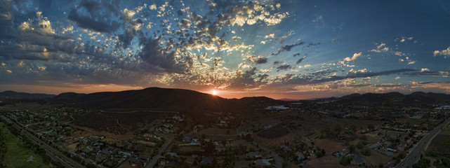 San Marcos Sunset - 5 image aerial panoramic of San Marcos, near San Diego, California, USA © justasc