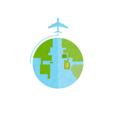 Obraz premium Around the world travelling by plane, Flat icon modern design st