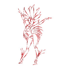 flat geometric design of dancing samba queen