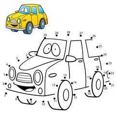 Vector Illustration of Education dot to dot game - Car