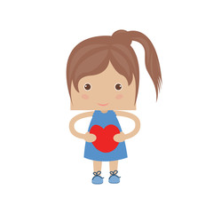 beautiful girl embraces the heart on a background