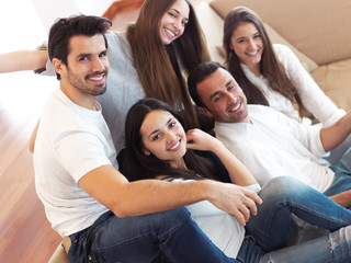 group of friends taking selfie