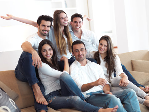 group of friends taking selfie