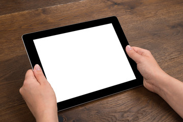 Person Hands Holding Digital Tablet