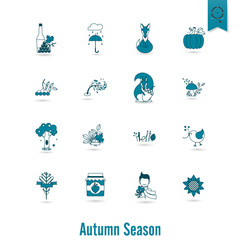 Set of Flat Autumn Icons