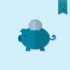 Piggy Moneybox with Coins