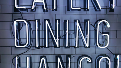 Neon tube light in Dining wording