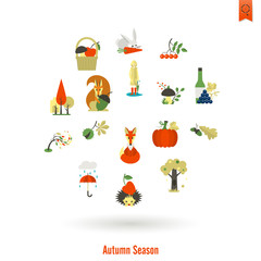 Set of Flat Autumn Icons
