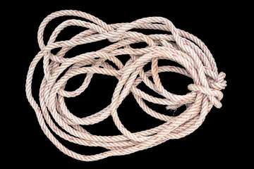 jute rope tangle isolated on black background