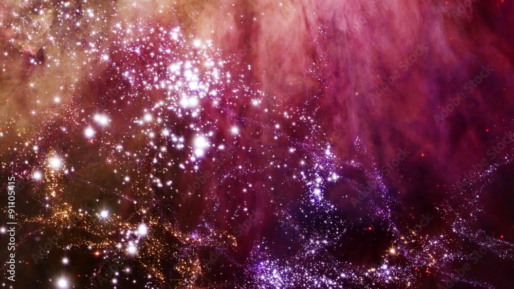 Wall mural space 2018: flying through star fields in deep space (loop).