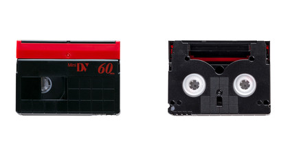 Mini DV cassettes isolated on white background