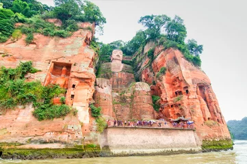 Fototapeten One of the world's largest budga statue in Leshan, Sichuan, China (it is carved out of mountain and 71 meter tall)  © danhvc