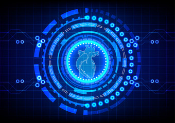 Obraz premium Abstract cardiology with circle technology concept background. i