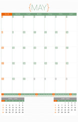 Calendar Planner 2016 Design Template. May. Week Starts Sunday