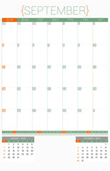 Calendar Planner 2016 Design Template. September. Week Starts Sunday