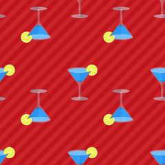 Seamless flat pattern with cocktail glasses