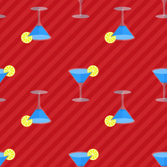 Seamless flat pattern with cocktail glasses