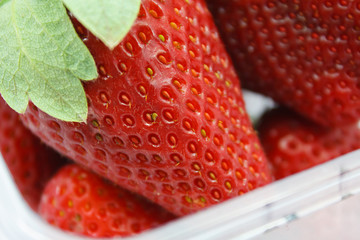 Strawberries in plastic box