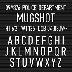 Fototapeta premium Police mugshot board sign alphabet