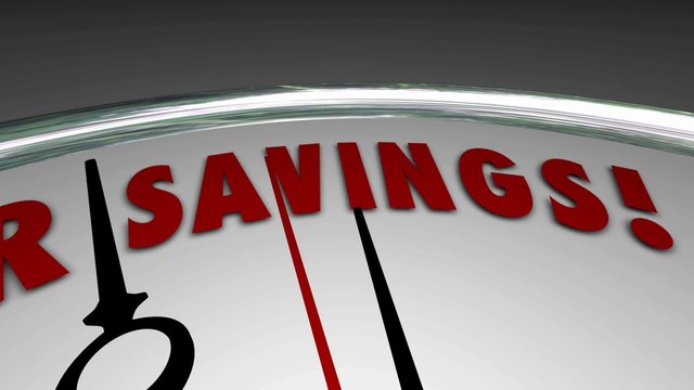 Time for Savings Word Clock Ticking Sale Discount Save Money 
