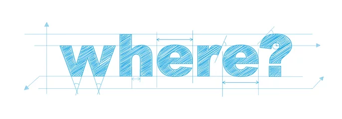 Foto op Plexiglas "WHERE?" Vector Overlapping Letters Icon © Web Buttons Inc