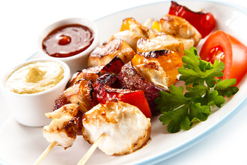 Shashlik - grilled meat and vegetables 