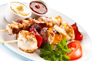 Shashlik - grilled meat and vegetables 