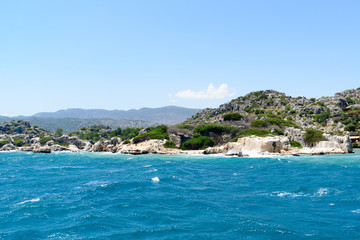 Sunken Lycian city on  Kekova island, Turkey