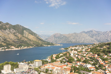 View of kotor old town from Lovcen mountain in Kotor, Montenegro.
