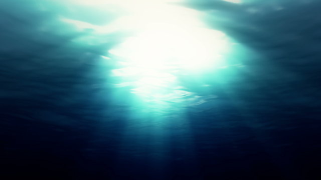 Water FX0301: Underwater light filters down through blue water (Loop).