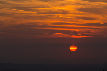 Sunset on the landscape near Pienza, Tuscany, Italy
