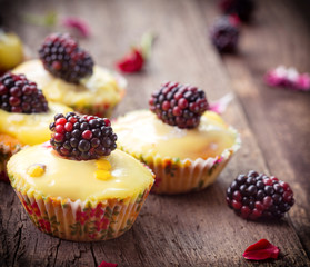 delicious homemade cake with blackberry