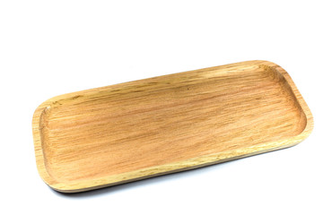 Wooden plate isolated on white background