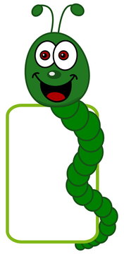 smiling caterpillar with billboard
