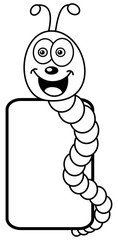 smiling caterpillar with billboard for coloring