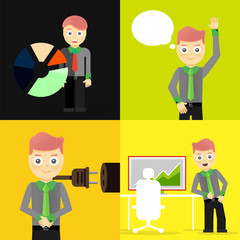 Set of businessman pose character concepts