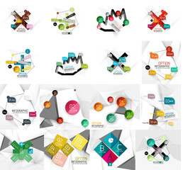Fototapeta premium Set of abstract geometric paper infographic banner templates