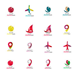 Set of abstract travel logo icons. Business, app or internet web