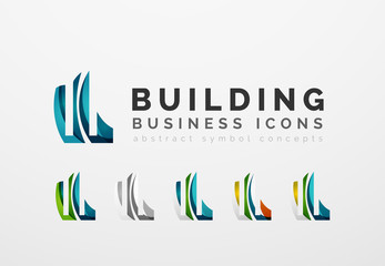 Set of real estate or building logo business icons