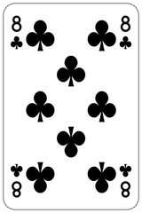 Poker playing card 8 club