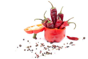 Fresh peppers on white background.