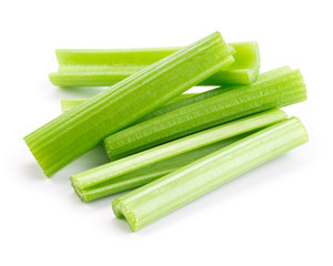 Green fresh celery. Stick isolated on white.