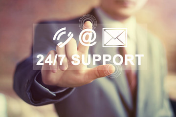 Business button 24 hours support icon online