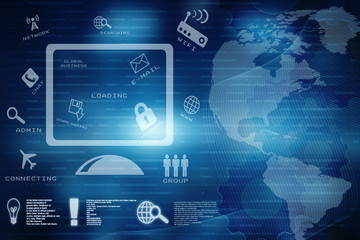 Security concept: Lock on digital screen, contrast, 3d render