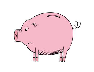 Cartoon of piggy bank looking sad