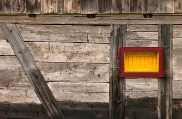 Windows frame on old wooden wall