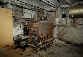 old and obsolete in the basement of a house for a boiler room